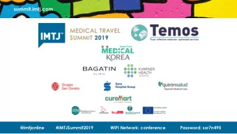 summit.imtj.com  @imtjonline  #IMTJSummit2019  WIFI Network: conference  Password: sxr7n495  By