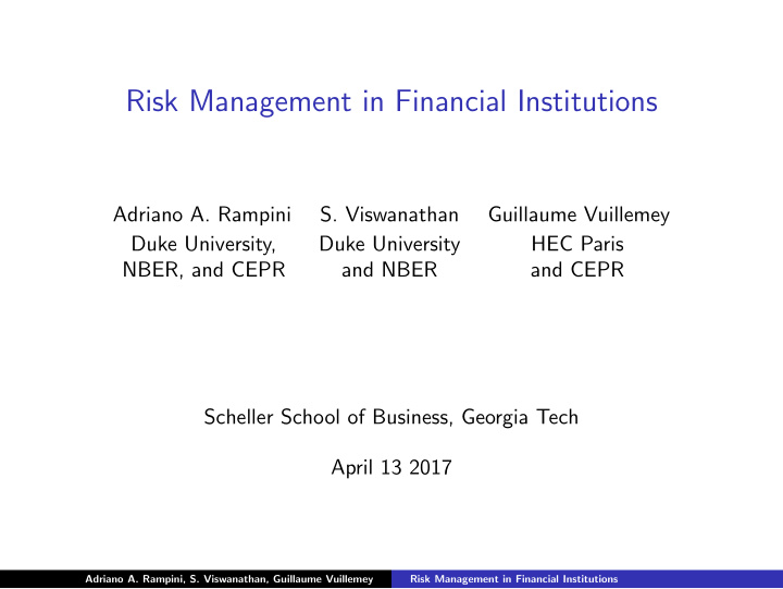risk management in financial institutions
