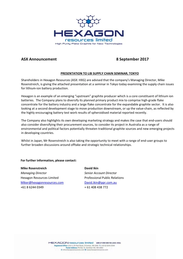 asx announcement 8 september 2017