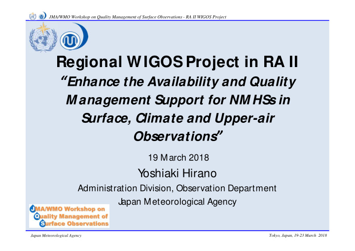 regional wigos project in ra ii