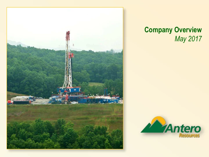 company overview may 2017 forward looking statements