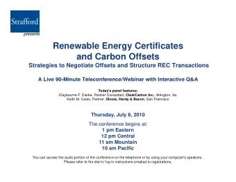 Renewable Energy Certificates  and Carbon Offsets  and Carbon Offsets  Strategies to Negotiate