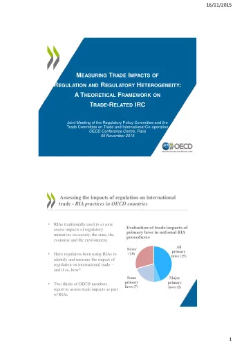 M EASURING T RADE I MPACTS OF R EGULATION AND R EGULATORY H ETEROGENEITY : A T HEORETICAL F