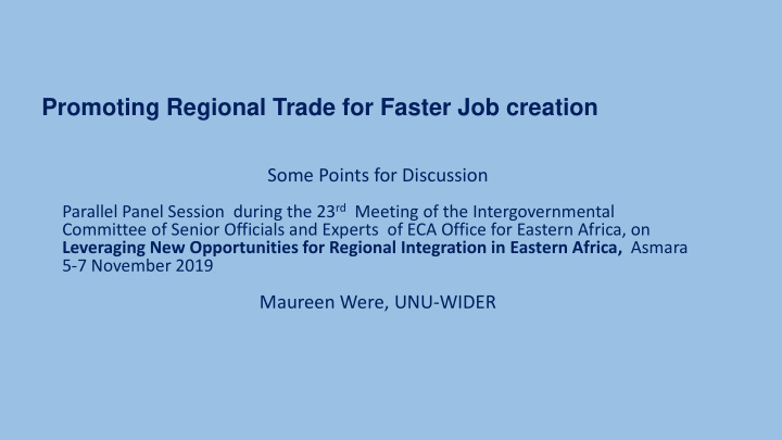promoting regional trade for faster job creation