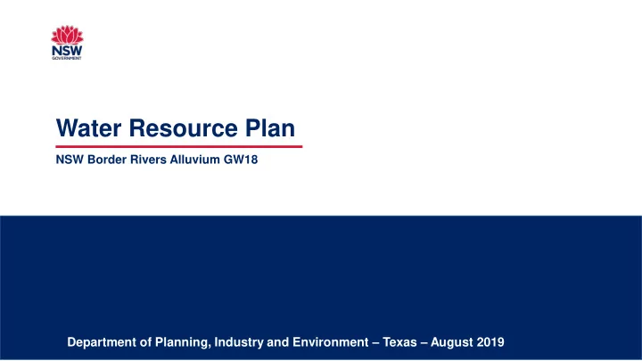 water resource plan