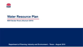 Water Resource Plan  NSW Border Rivers Alluvium GW18 Department of Planning, Industry and