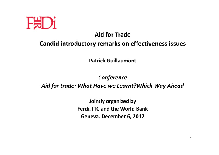 aid for trade candid introductory remarks on
