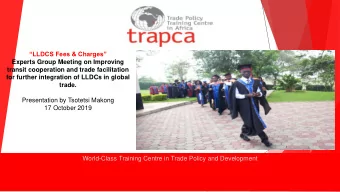 LLDCS Fees &amp; Charges  Experts Group Meeting on Improving  transit cooperation and trade