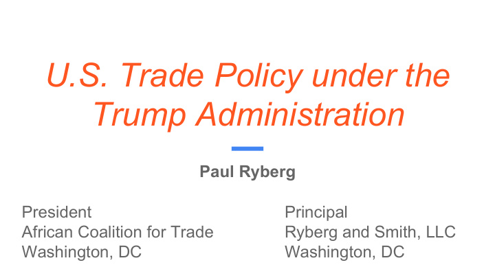 u s trade policy under the trump administration