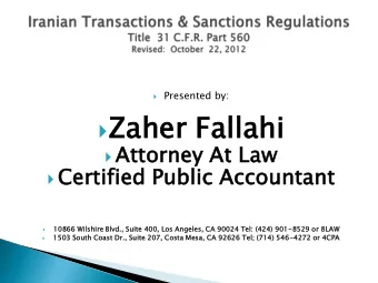 Za  Zaher  her Fa  Fall  llahi  hi  Attor  orney  ney At Law  Ce  Cert  rtif  ified  ied