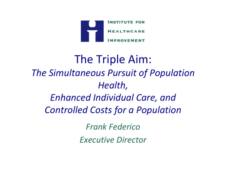 the triple aim