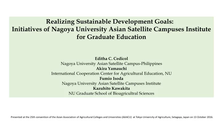 realizing sustainable development goals initiatives of