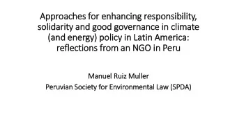 Approaches for enhancing responsibility,  soli  lidarity and good governance in  in cli  limate  (a