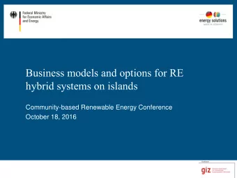 Business models and options for RE  hybrid systems on islands  Community-based Renewable Energy
