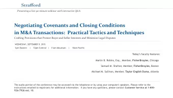 in M&amp;A Transactions:  Practical Tactics and Techniques  Crafting Provisions that Protect Buyer