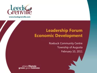 Economic Development  Roebuck Community Centre  Township of Augusta  February 10, 2011  Welcome Ann