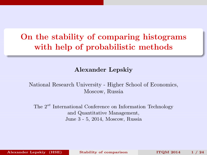 on the stability of comparing histograms with help of