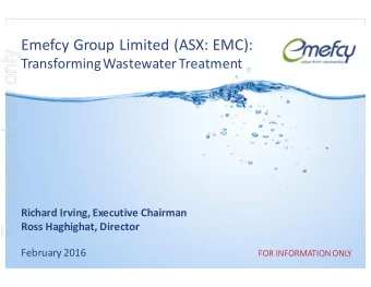 For personal use only  Transforming  Wastewater  Treatment  Richard  Irving,  Executive