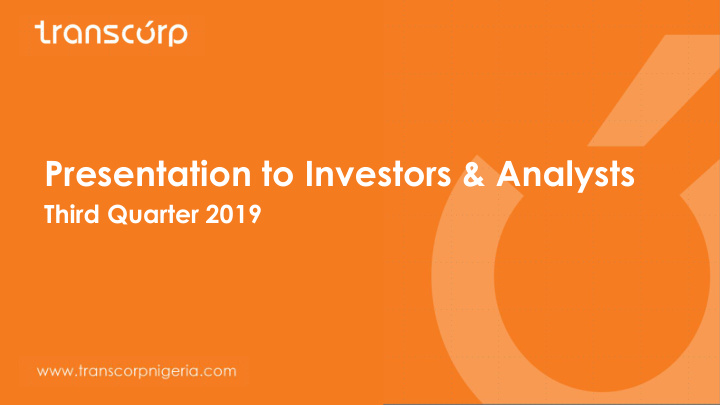 presentation to investors analysts