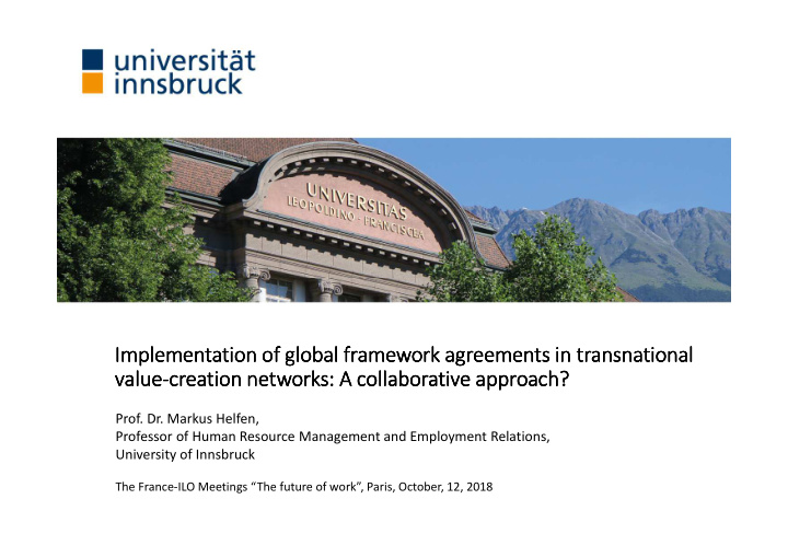 implementation of global framework agreements in