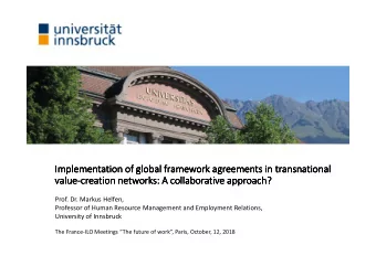 Implementation of global framework agreements in transnational  Implementation of global framework