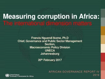 Measuring corruption in Africa:  The international dimension matters  Francis Nguendi Ikome, Ph.D