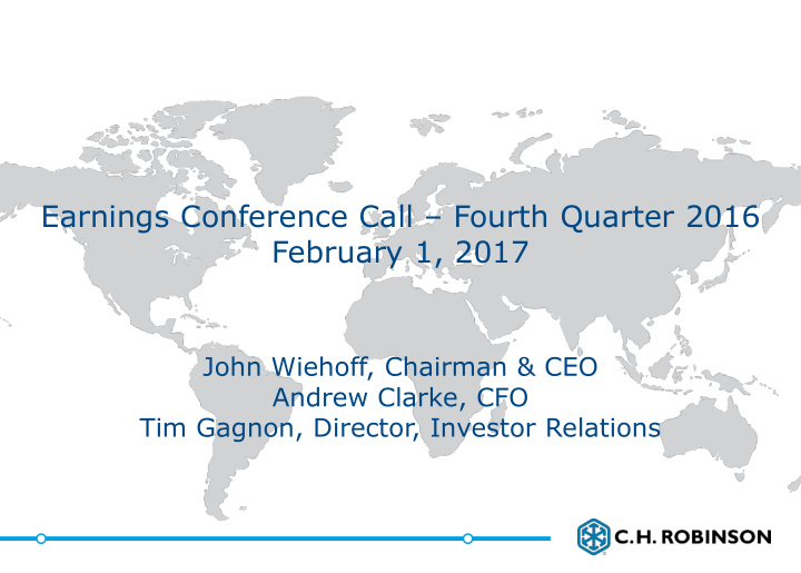 earnings conference call fourth quarter 2016 february 1