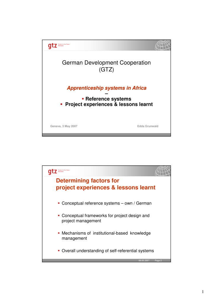 german development cooperation gtz