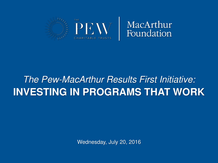 investing in programs that work