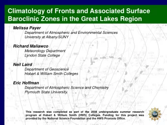 Climatology of Fronts and Associated Surface  Baroclinic Zones in the Great Lakes Region  Melissa