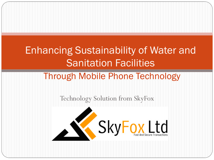 enhancing sustainability of water and
