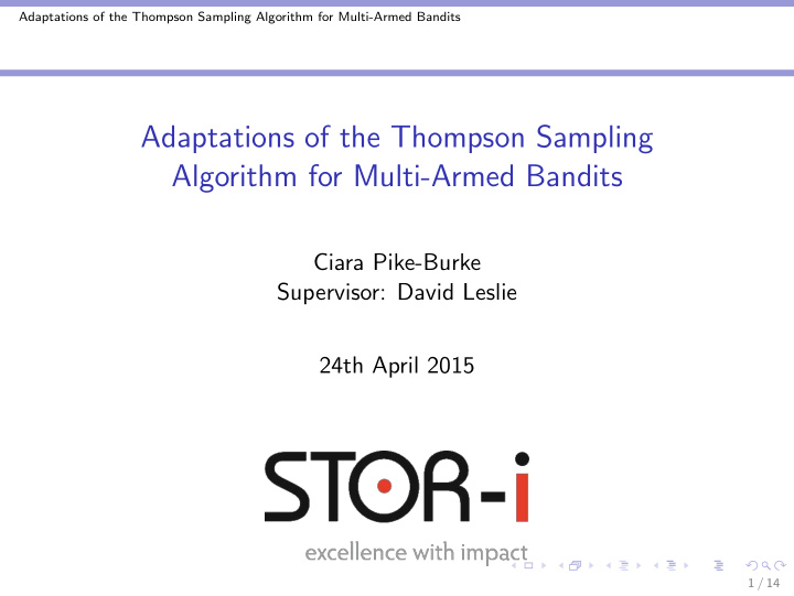 adaptations of the thompson sampling algorithm for multi