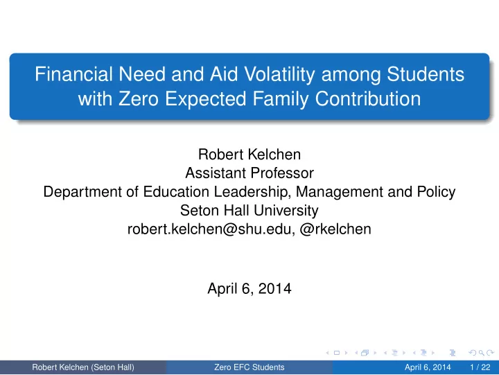 financial need and aid volatility among students with