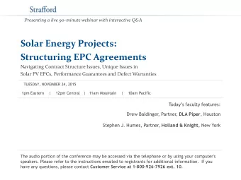 Presenting a live 90-minute webinar with interactive Q&amp;A  Solar Energy Projects:  Structuring