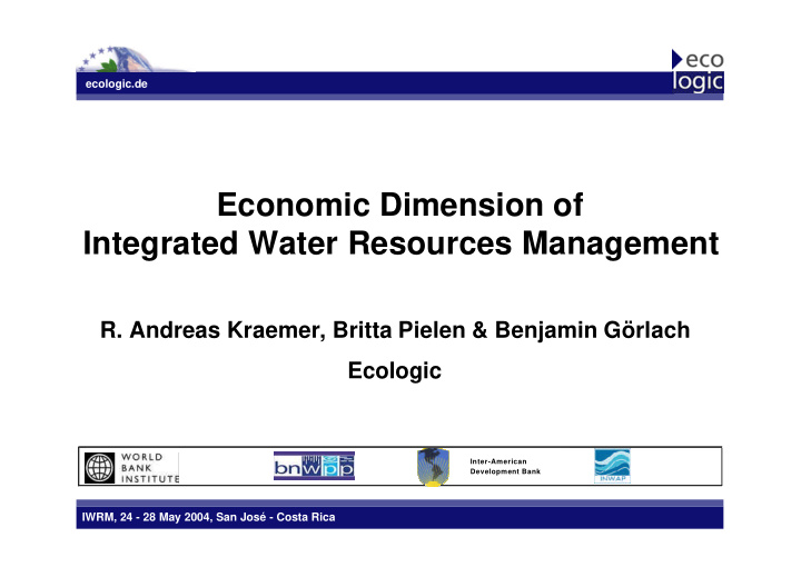 economic dimension of integrated water resources