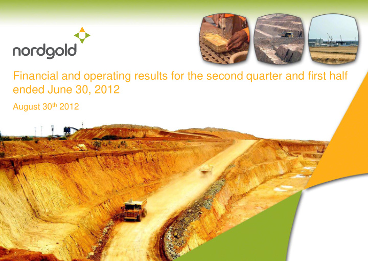 financial and operating results for the second quarter