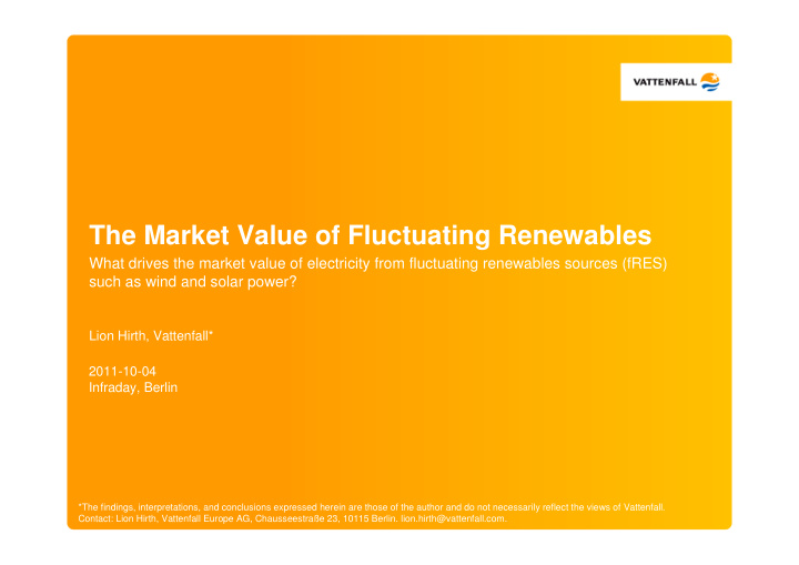 the market value of fluctuating renewables