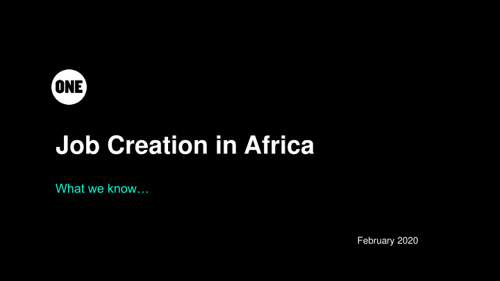 job creation in africa