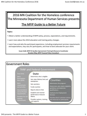 2016 MN Coalition for the Homeless conference  The Minnesota Department of Human Services presents