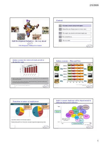 2/5/2009  Contents  Economic scenario and growth engines  Human Resource Requirements in various