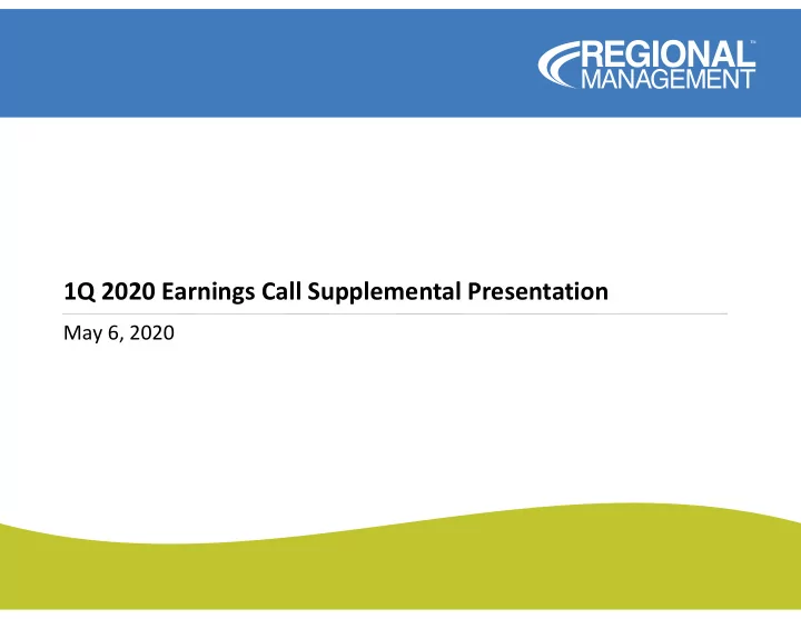 1q 2020 earnings call supplemental presentation