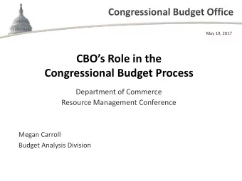 CBOs Role in the  Congressional Budget Process  Department of Commerce  Resource Management