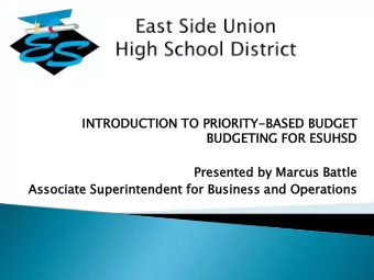 INTROD  TRODUCT  CTION TO  TO PRI  RIOR  ORITY  TY-BASED  ED B  BUDGET  ET  BUDGETI  TING F  FOR