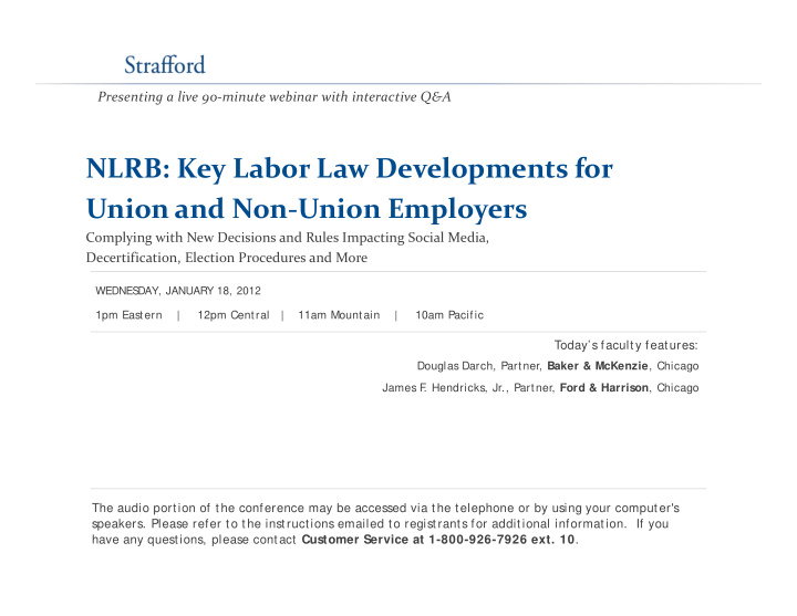 nlrb key labor law developments for union and non union