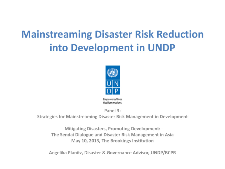 mainstreaming disaster risk reduction