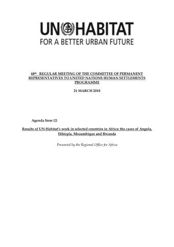 68 th REGULAR MEETING OF THE COMMITTEE OF PERMANENT  REPRESENTATIVES TO UNITED NATIONS HUMAN