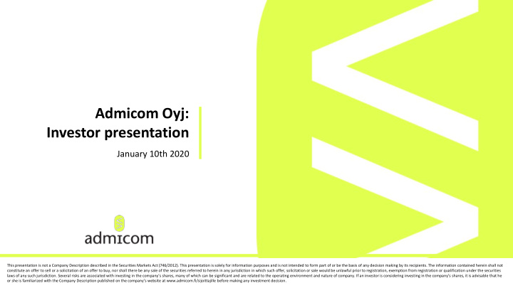 admicom oyj investor presentation