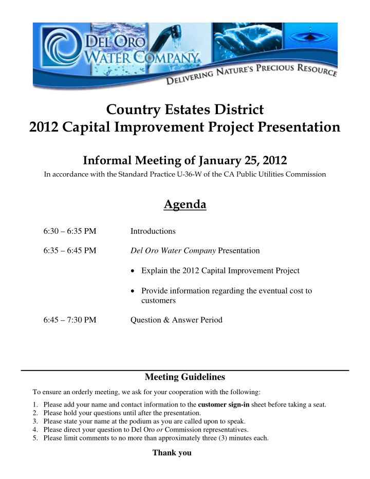 country estates district 2012 capital improvement project