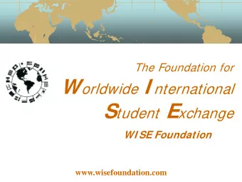 Outline of Presentation  About WI SE  Work &amp; Travel Program  Benefits  J-1 Work &amp; Travel