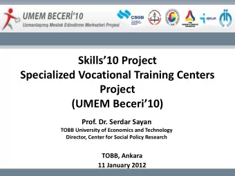 TOBB, Ankara 11 January 2012  Framework  Skills development for economic development